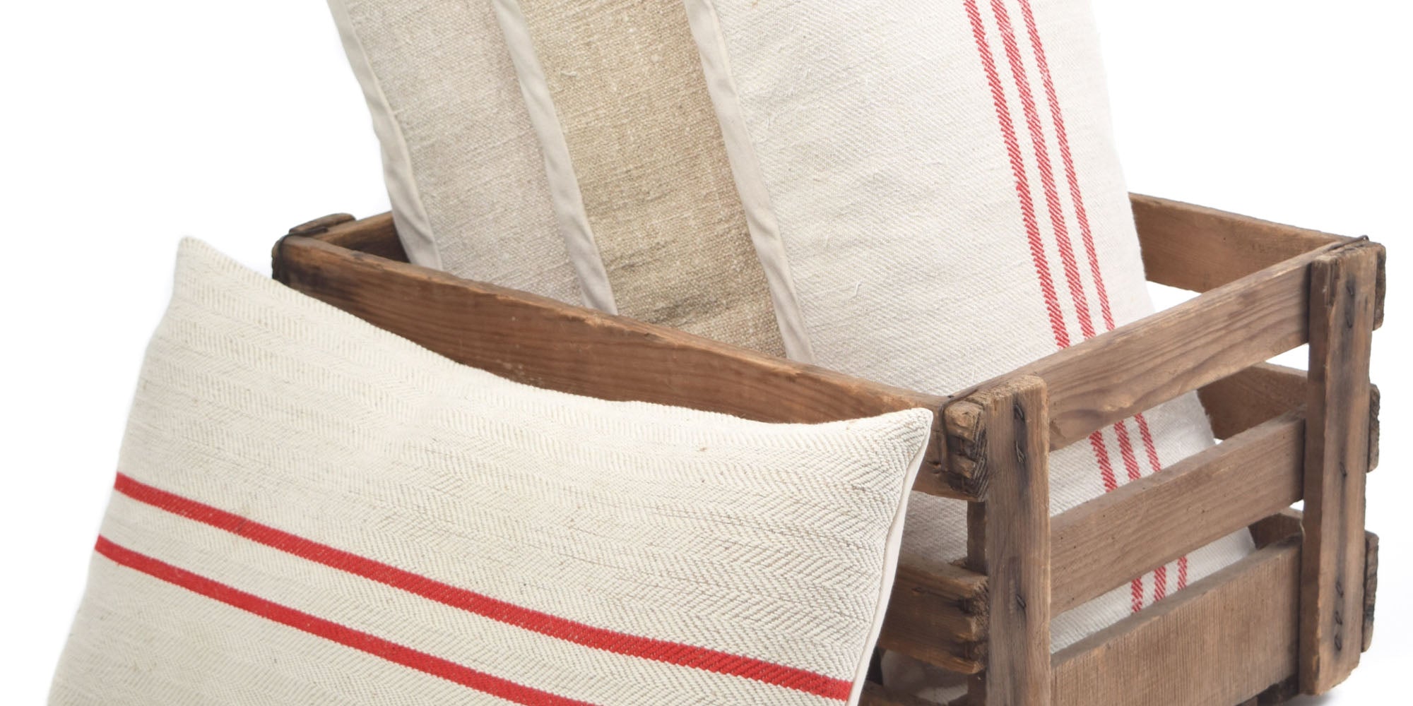 Vintage Grain Sack Accent Pillows