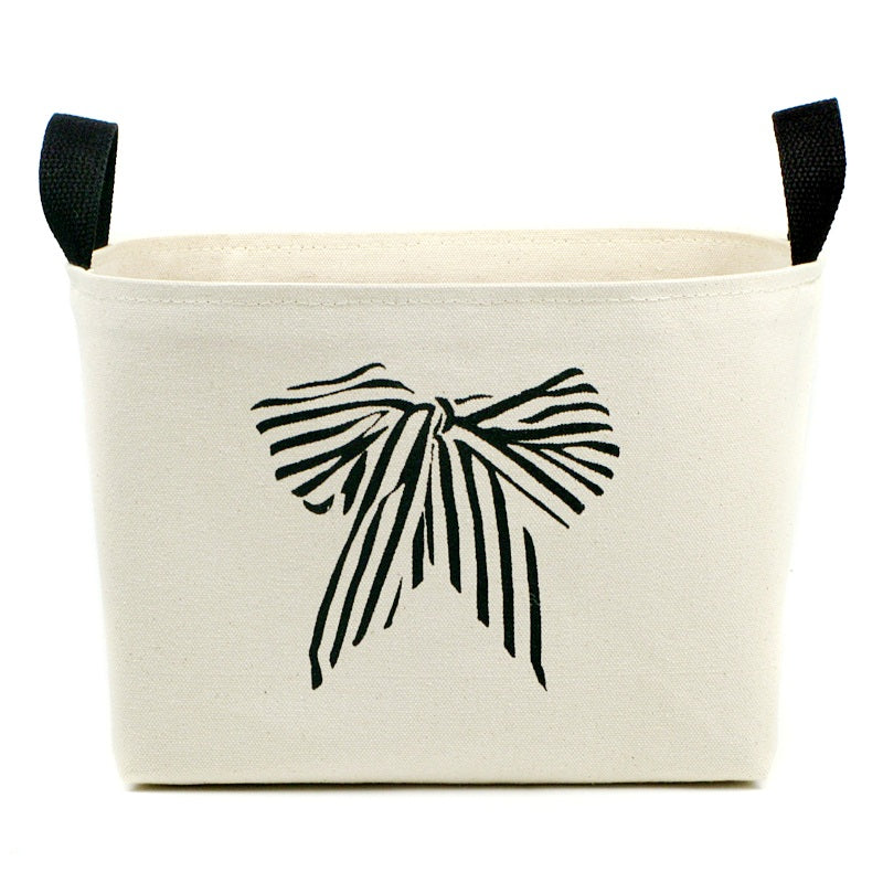 Striped Bow Canvas Storage Basket - A Southern Bucket