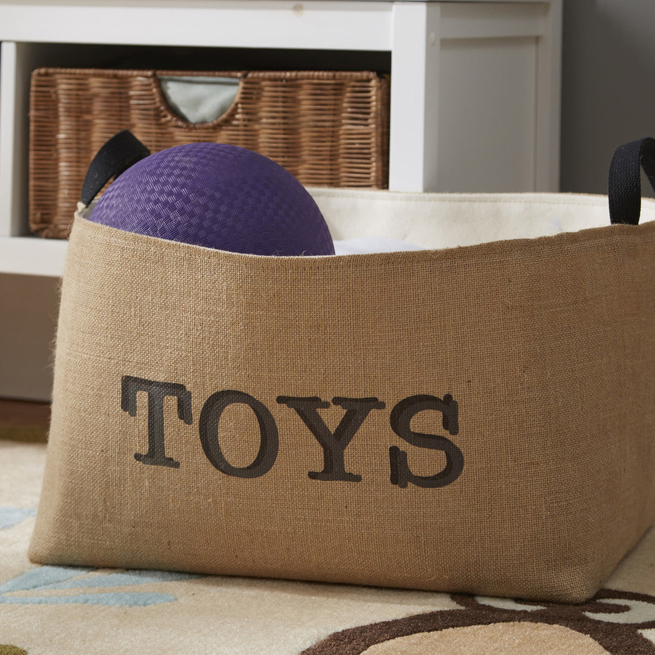 Rectangle Burlap Toy Basket - A Southern Bucket