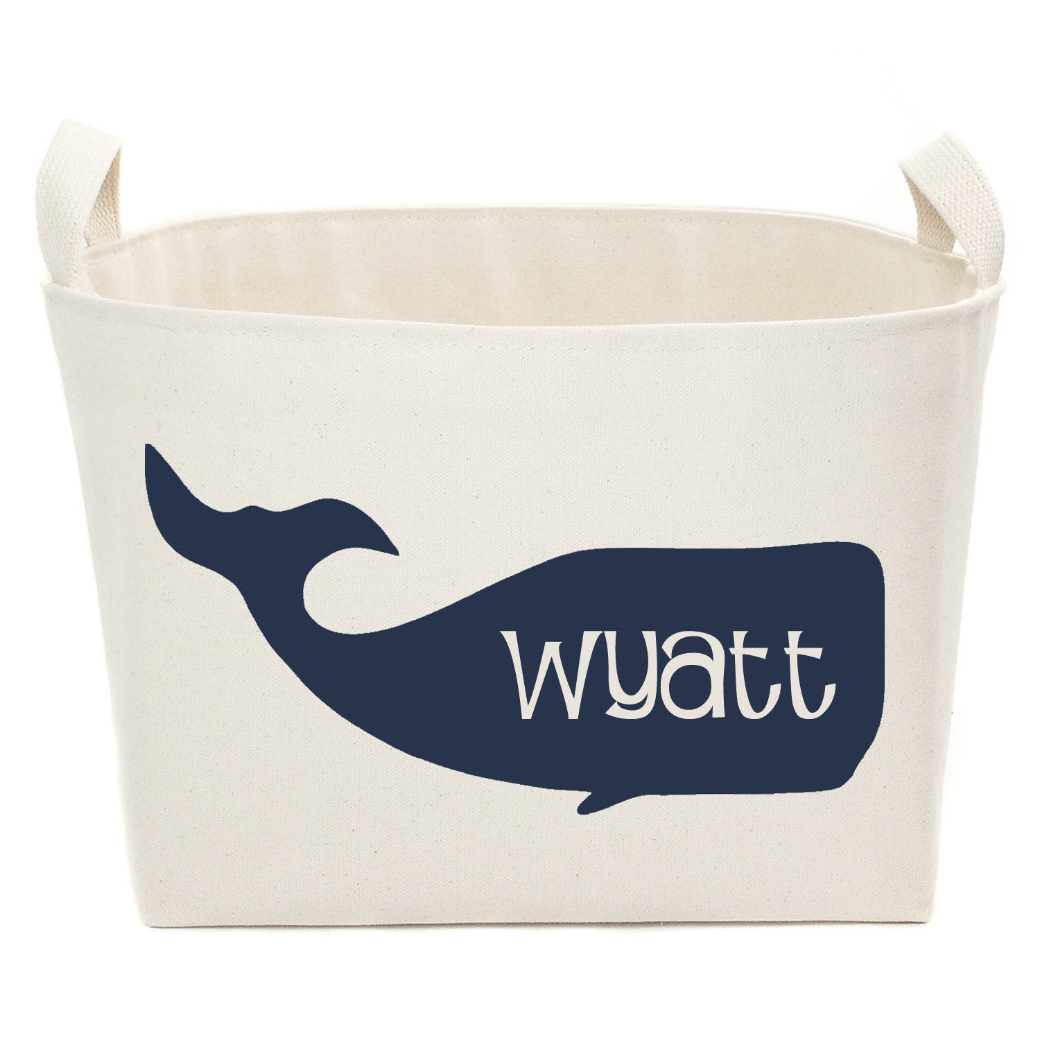 Personalized Blue Whale Canvas Storage Basket - A Southern Bucket